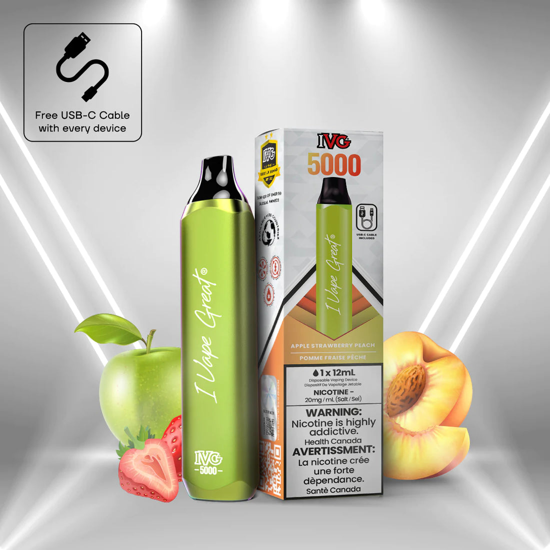 IVG 5000 (Inc. Excise Tax) - Apple Strawberry Peach - ChillaxVape