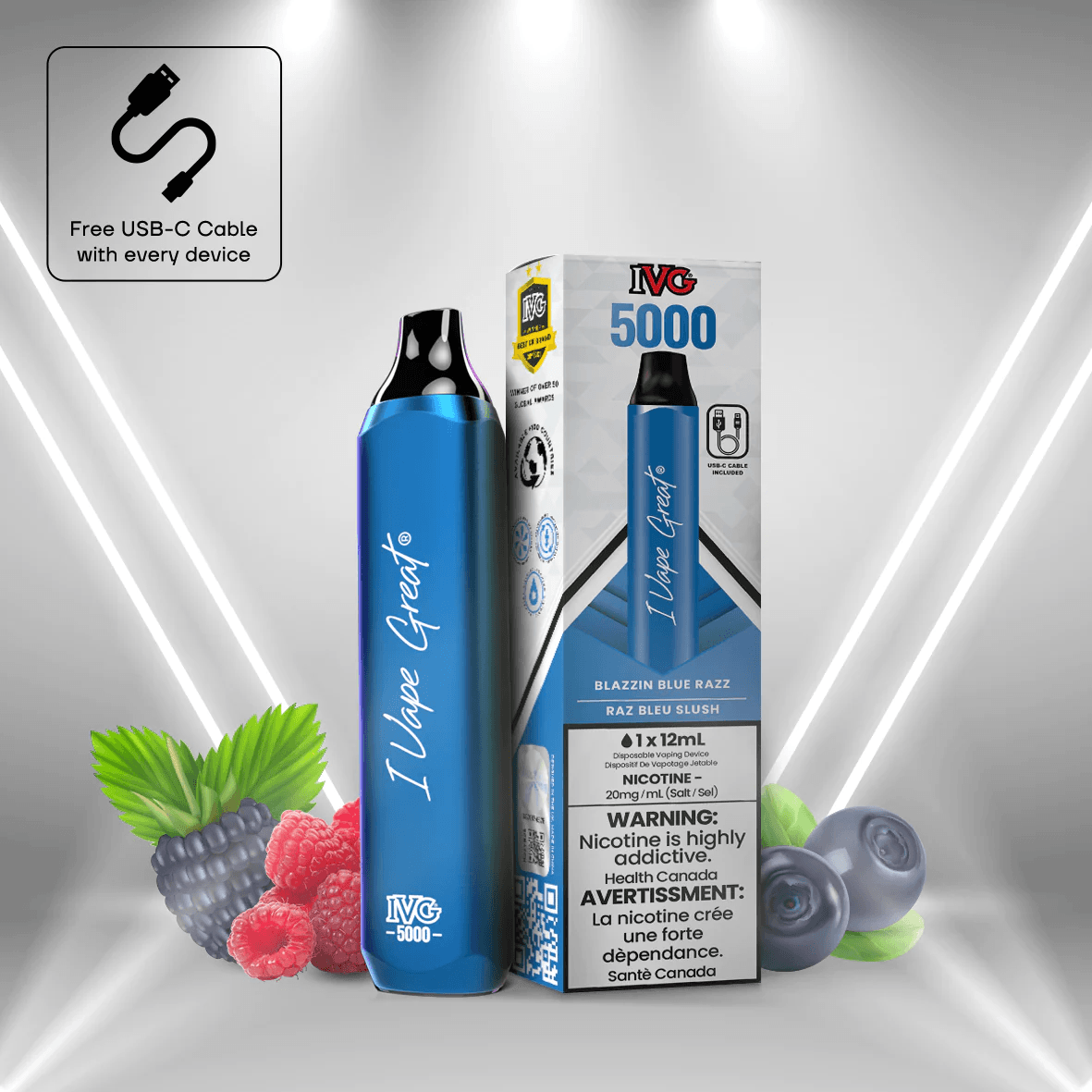 IVG 5000 (Inc. Excise Tax) - Blazzin Blue Razz - ChillaxVape