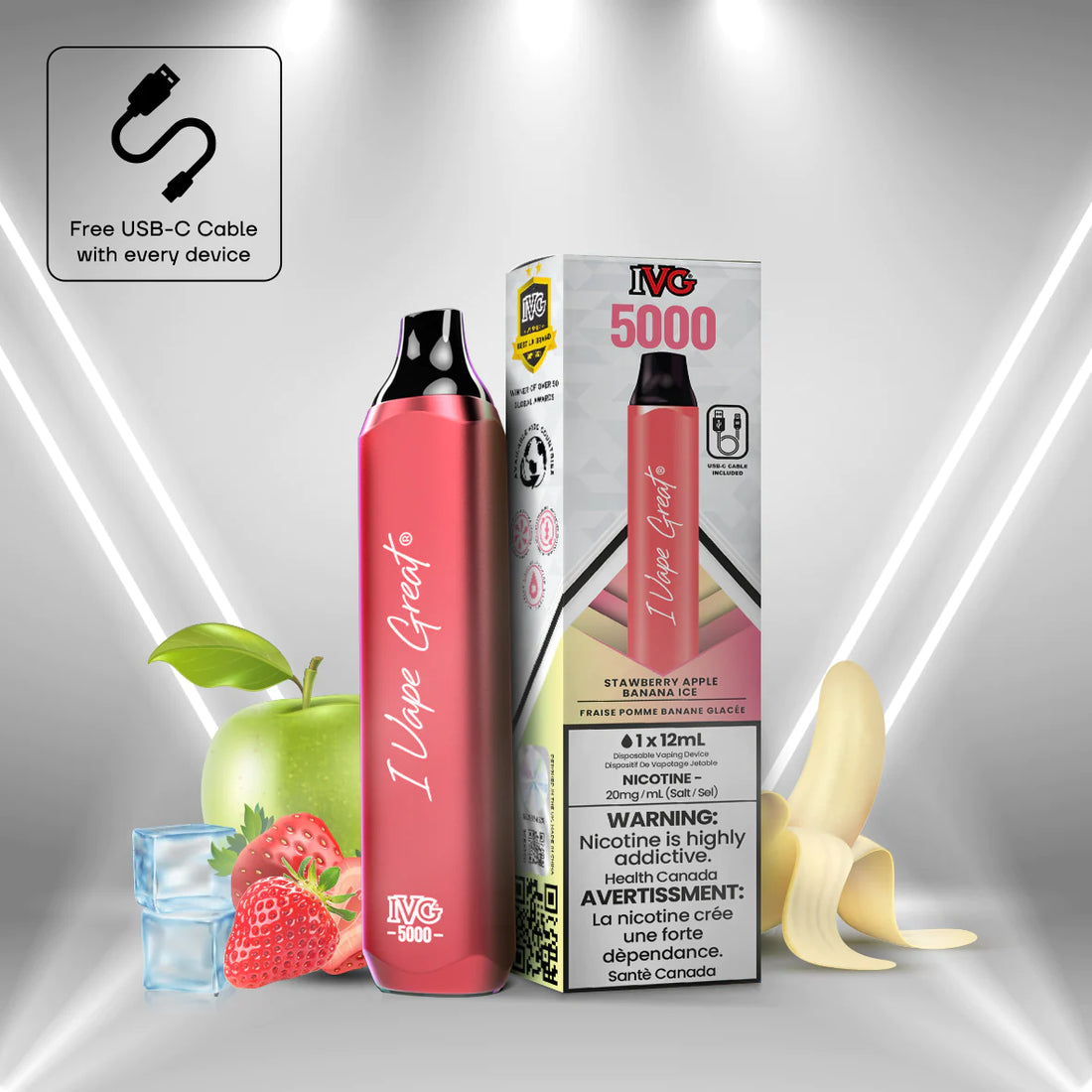 IVG 5000 (Inc. Excise Tax) - Strawberry Apple Banana Ice - ChillaxVape